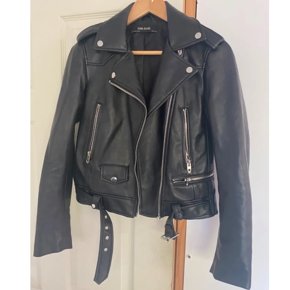 Zara Basic black leather jacket - Picture 1 of 5